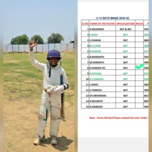CONGRATS CHARAN! We’re absolutely thrilled that you’ve made it to the Srikakulam district U12 probables team!